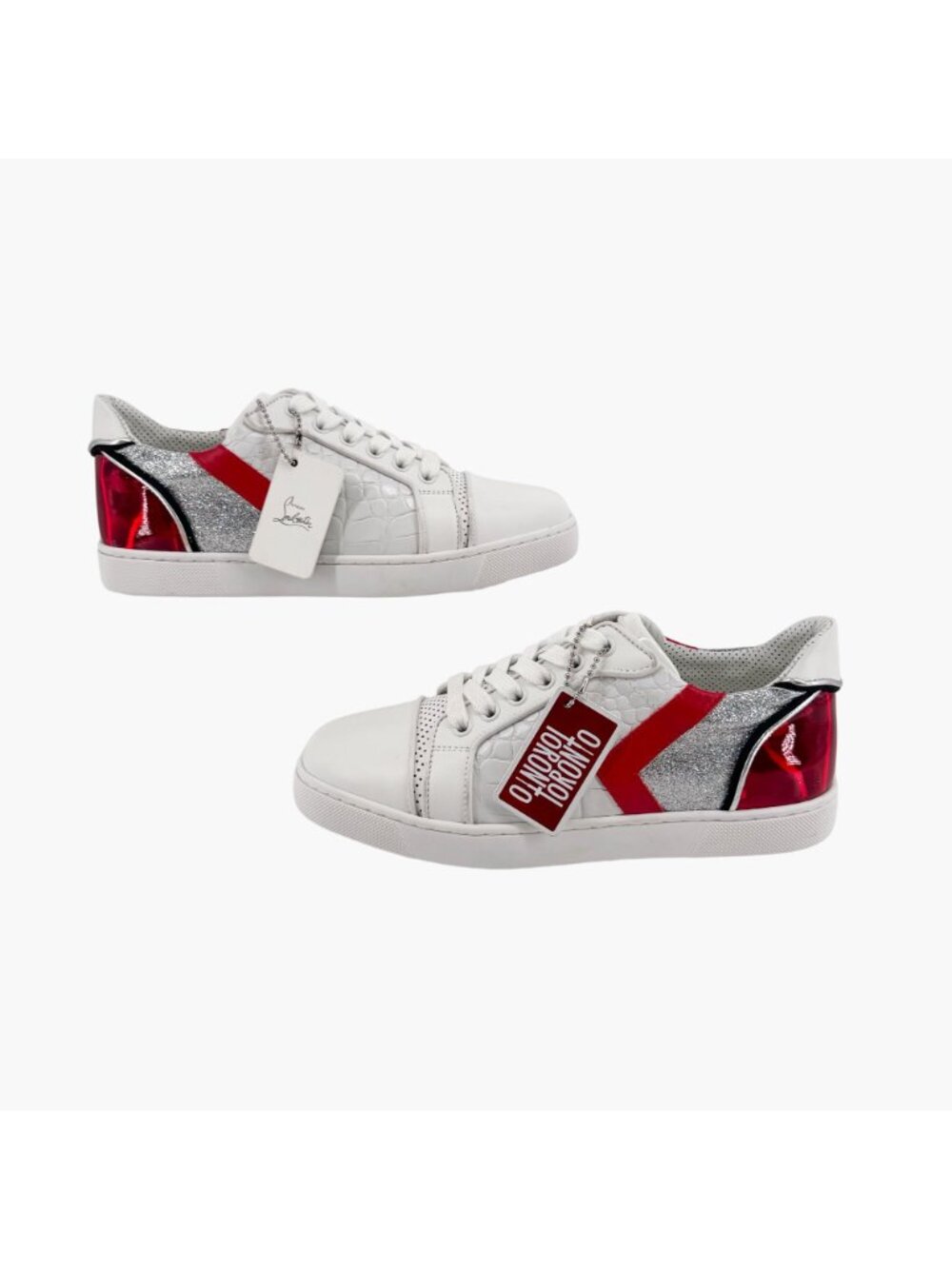 Christian Louboutin Vieira Limited Sneakers White Red Leather Size 37 US 7 Women - Picture 10 of 15